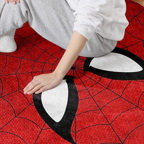 Spider Area Rug 3D Digital Print Carpet White Eyes Red Spider Web Rug Perfect for Kids Room Bedroom Playroom and Home Decoration Floor Mat Rugs 2' x 3' in Saudi Arabia