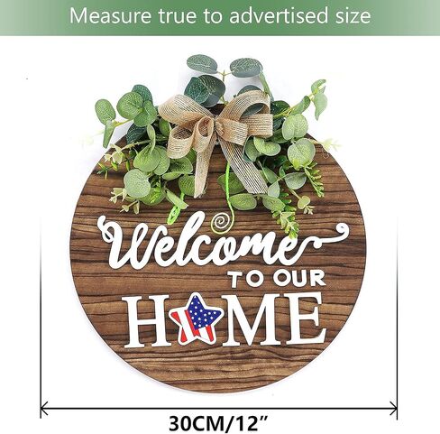 Interchangeable Seasonal Welcome Sign Front Door Decoration, Rustic Round Wood Wreaths Wall Hanging Outdoor, Farmhouse, Porch, for Spring Summer Fall All Seasons Holiday Halloween Christmas. in Saudi Arabia
