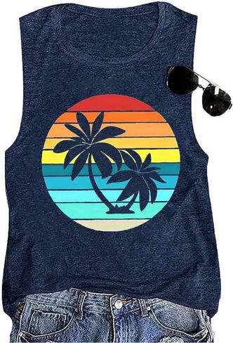 Summer Casual Funny Cute Tank Tops for Women Hiking Mountain Adventure Beach Vacation Letter Pint Graphic Tee Shirt in Saudi Arabia