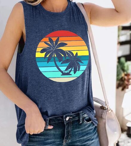 Summer Casual Funny Cute Tank Tops for Women Hiking Mountain Adventure Beach Vacation Letter Pint Graphic Tee Shirt in Saudi Arabia