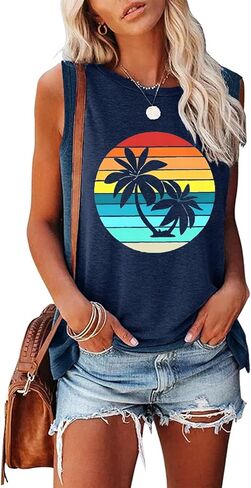 Summer Casual Funny Cute Tank Tops for Women Hiking Mountain Adventure Beach Vacation Letter Pint Graphic Tee Shirt in Saudi Arabia