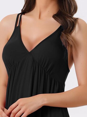 cheibear Womens Lingerie Sexy Nighties Pajama Mini Dress Soft Racer Back Full Slip Babydoll Chemise Nightgowns in Saudi Arabia