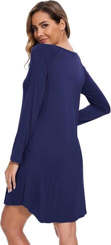 Bamboo Viscose Women's Nightgowns Soft and Comfy V-Neck Long Sleeve Sleepwear in Saudi Arabia