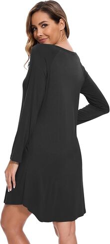 Bamboo Viscose Women's Nightgowns Soft and Comfy V-Neck Long Sleeve Sleepwear in Saudi Arabia