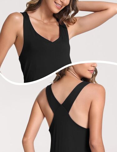 Bamboo Viscose Sleeveless Nightgowns for Women V-neck Wide Strap Sleep Shirt in Saudi Arabia