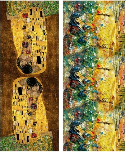 Reversible Pashmina Scarf - Double-side Cashmere Feel Shawl Wrap Monet Van Gogh Art Printing Scarves in Kuwait