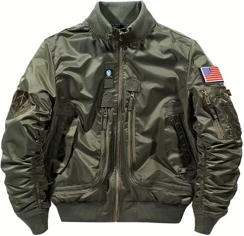 FTIMILD Military Bomber Jacket for Men Casual Windbreaker Jacket Mens Spring and Fall Jacket with Pockets and US Armband in Saudi Arabia