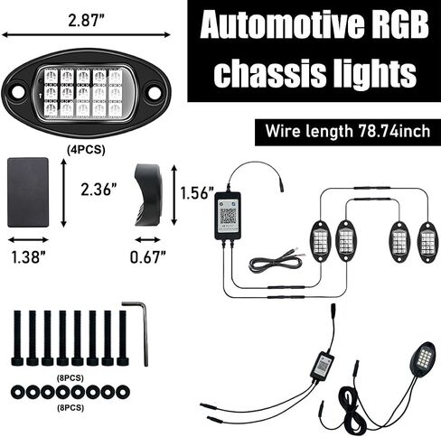 4 Pods Rock Lights for Car, Multi Color RGB LED Rock Lights Kit with APP & Remote Control, Music Mode, Waterproof Underglow Neon Light for Pickup Truck SUV, Car Accessories in Kuwait