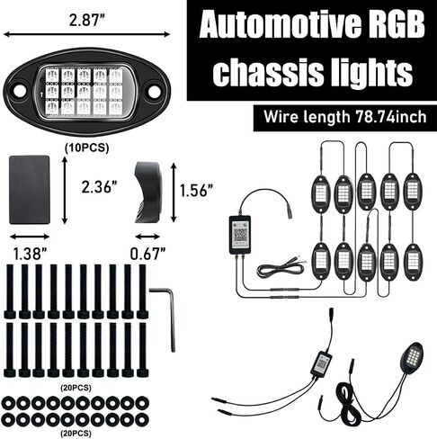 4 Pods Rock Lights for Car, Multi Color RGB LED Rock Lights Kit with APP & Remote Control, Music Mode, Waterproof Underglow Neon Light for Pickup Truck SUV, Car Accessories in Kuwait