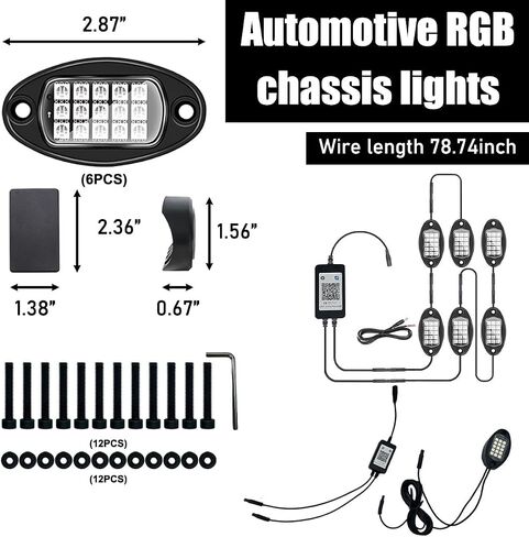 4 Pods Rock Lights for Car, Multi Color RGB LED Rock Lights Kit with APP & Remote Control, Music Mode, Waterproof Underglow Neon Light for Pickup Truck SUV, Car Accessories in Kuwait