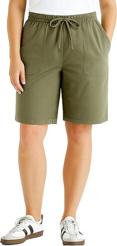 Women's Bermuda Shorts with Pockets, Drawstring Elastic Waist, Casual Summer Shorts for Women, Knee Length Comfy Bottom in Saudi Arabia