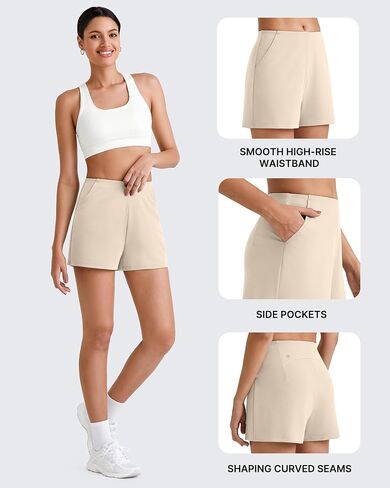 G4Free Casual Shorts for Women 3'' Athletic Shorts Elastic Waist Running Shorts Summer Shorts with Pockets in Saudi Arabia