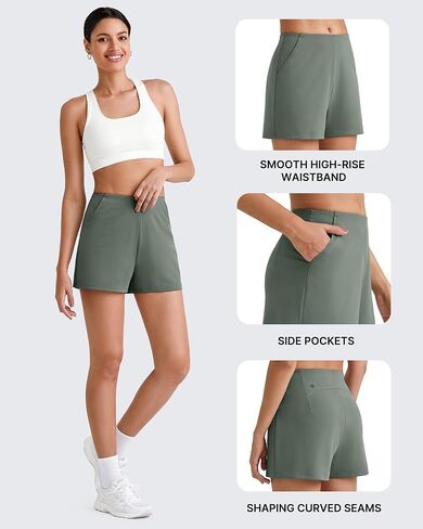 G4Free Casual Shorts for Women 3'' Athletic Shorts Elastic Waist Running Shorts Summer Shorts with Pockets in Saudi Arabia