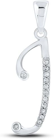 Jewels By Lux 10K White Gold Womens Round Diamond Initial Letter Pendant in Kuwait