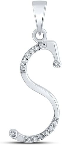 Jewels By Lux 10K White Gold Womens Round Diamond Initial Letter Pendant in Kuwait