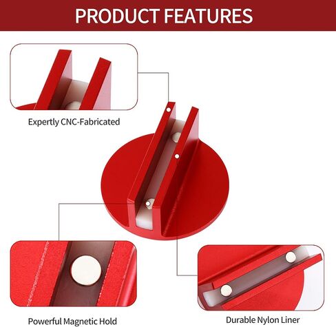 Universal Aluminum Grooved Pinch Weld Jack Pad – Magnetic Jack Puck & Large Slotted Frame Rail Protector for Cars, SUVs, Trucks & Pickups – Heavy-Duty Floor Jack Adapter, Red in Saudi Arabia