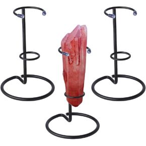 NBEADS 3 Pcs Crystal Wand Display Stand, Rock Display Stands Iron Arms Display Stand Display Easel Holder for Small Gemstones Crystal Mineral Agate, 3.4x5.1inch, Light Gold
