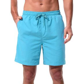 Men's Board Shorts Swim Trunks Quick Dry Swimsuit 7 Inch Inseam Bathing Suits with Pockets Mesh Lining Sky Blue M