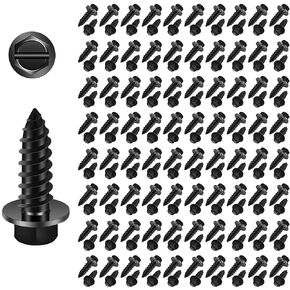 【ترقية】 100 PCS مسامير تصاعد لوحة ترخيص سوداء لتجار السيارات #14 × 3/4 "