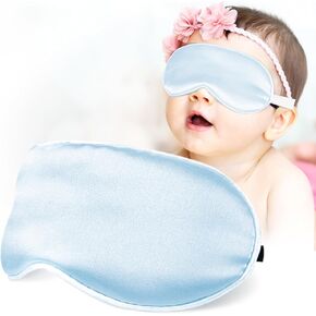 Natural Mulberry Silk Sleep Mask for Baby，Super-Smooth Block Light Infant Eye Mask，Soft Cute Eye Cover for Newborns，Cooling and Breathable Blindfold for Snug Sunbathing，Outdoor， Nap