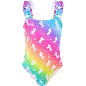 Girls One Piece Swimsuits Ruffle Mermaid Toddler Bathing Suit Cute Summer Beach Swimwear 3-8 Years in Kuwait