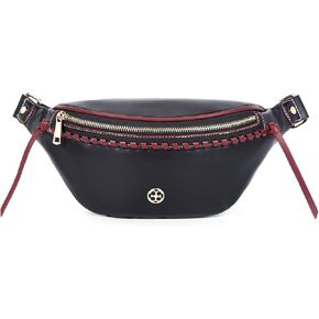 Missnine Fanny Pack for Women PU Leather Belt Bag Fashion Waist Pack Designer Chest Bag for Workout Travelling Party Shopping Hiking, Black
