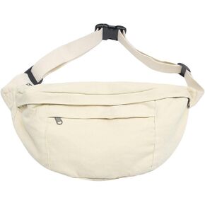 Unisex Slouchy Sling Bag, Large Fanny Pack with Multiple Compartments, Canvas Chest Purse Crossbody Bag, Adjustable Strap, Large Capacity (Orange)