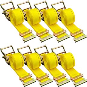 VEVOR E-Track Ratchet Strap, 8 Pack 2" x 15'Polyester Tie-Down Rachet Straps，4400 lbs Cargo Tie-Downs,E-Track Spring Fittings，Durable Tie-Downs for Motorcycles, Tire, Trailer Loads