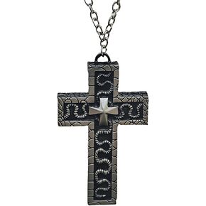 Squid Necklace, Game Secret Compartment Cross Necklace - Alloy, 3D Stereo Carving, Men's Vintage Large cross necklace