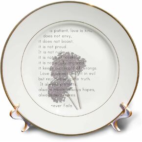 3dRose cp_56229_1 Love is Patient, Love is Kind Verse with Lavender Flowers Inspirational Porcelain Plate, 8-Inch