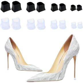 8 Pairs High Heel Protectors, Heel Protective Heel Caps, 4 Sizes Heel Repair Caps Covers Replacement Heel Stoppers Anti-Slip Heel Cover for Walking on Grass and Uneven Road Outdoor