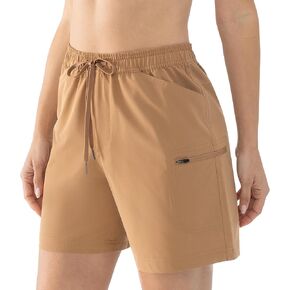 Women Lightweight Hiking Cargo Shorts Quick Dry Athletic Shorts for Camping with Zipper Pockets Water Resistant