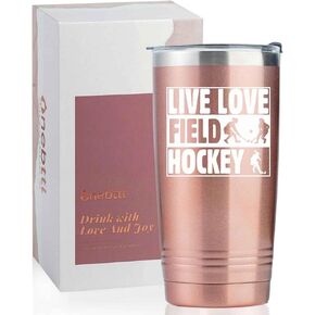 Onebttl Field Hockey Gifts for Women, 20oz Stainless Steel Insulated Travel Mug, Gift for Field Hockey Players & Lovers, Live Love Field Hockey