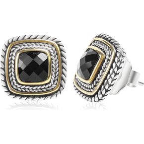 Designer Inspired Two Toned Cable Cubic Zirconia Earrings Studs for Women Trendy Gift
