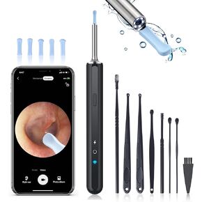 Wireless Ear Wax Removal Camera - Ear Wax Removal Tool Camera - Ear Wax Removal Kit with Ear Pick - Ear Cleaner with 1080P Camera for iOS & Android (Dark Black)