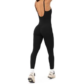 PAVOI ACTIVE Workout One Piece Jumpsuits for Women | Adjustable Straps Low Back Shelf Bra Full-Length Gym Romper | HiPerform