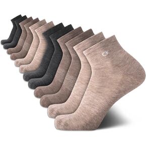 Calvin Klein Men's Quarter Socks - 12 Pack Cushioned Performance Ankle Socks for Everyday and Athletic Wear (Sizes: 7-12)