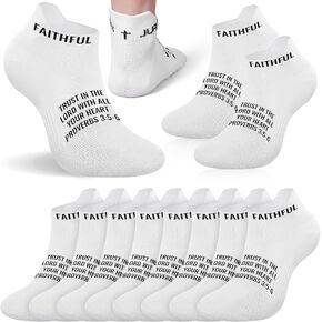 Janmercy 6 Pairs Catholic Socks Christian Sports Gifts Athletic Running Ankle Religious Socks Faith Jesus Gifts for Teen Men