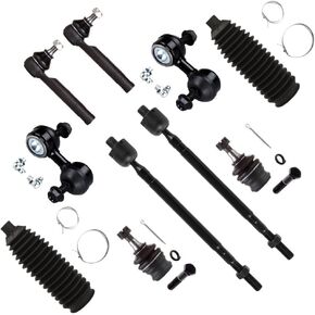 10-PC SET Suspension Kit fit 2009-2013 for Subaru Forester Front Outer Inner Tie Rod End Steering Boot Lower Ball Joint Sway Bar Link