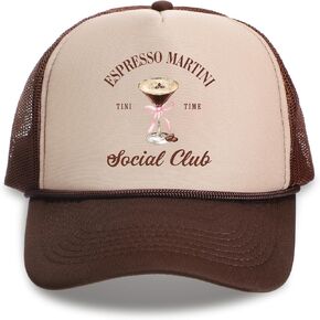 Hercicy Espresso Social Club Trucker Hat Tini Time Baseball Hat Mesh Adjustable Party Club Cap for Bachelor Bachelorette