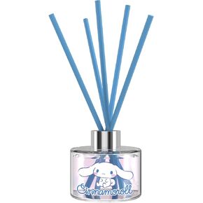 Hello Kitty Glass Reed Diffuser Set – Vanilla Scent, Includes 100ml Oil & 5 Reed Sticks, Stylish Purple and Black Kuromi Design for Home, Office, or Gift