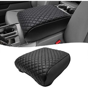 KBH Center Console Armrest Cover for 2021 2022 2023 2024 2025 Ford F150 Accessories, Bucket Seat only, PU Leather, Middle Console Lid Arm Rest Cushion Protector, Black