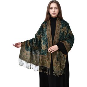 Lmverna عكس Paisley Pashmina للنساء شالات وشاح Red Red ولف لفستان السهرة
