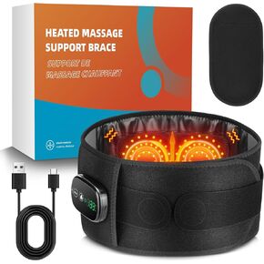 Heating pad for Back Pain Relief, Large Portable Lower Back Massager with LED Red Light, 3 Vibration and 5 Heat, 5000mAh Heated Back Brace Gifts for Family Men Women