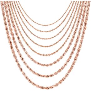 Nuragold 10K Rese Rose Rope Rope Diamond Cut Stain Necklace 16 "-30" (1.5mm-6mm) المجوهرات الإيطالية للرجال والنساء
