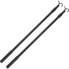 uxcell 2Pcs 14"-23" Draw Rod for Cordless Blinds, Telescopic Rod to Pull Window Shades Up and Down, Clothes Hanger Hook Pole, Aluminum Alloy Blinds Tilt Wand for Roller Shades, Black