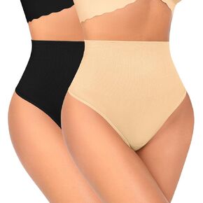 Sarin Mathews Womens Tummy Control Thong Shapewear High Waisted Seamless Shaping Underwear Cotton Body Shaper Panties
