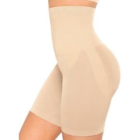FeelinGirl Tummy Control Shapewear Shorts Body Shaper for Women High-Waisted Thigh Slimming Nude