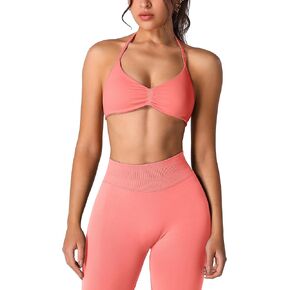ABOCIW Workout Sets for Women 2 Piece Seamless Halter Sports Bra Scrunch Butt High Waist Leggings Gym Yoga Outfits
