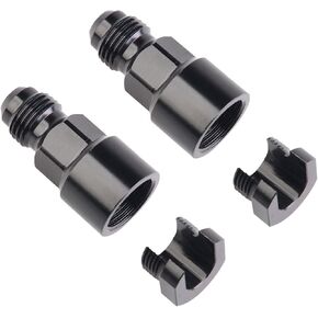 6AN Male To 3/8" Quick-Disconnect Female EFI Fitting Aluminum Black 2Pcs